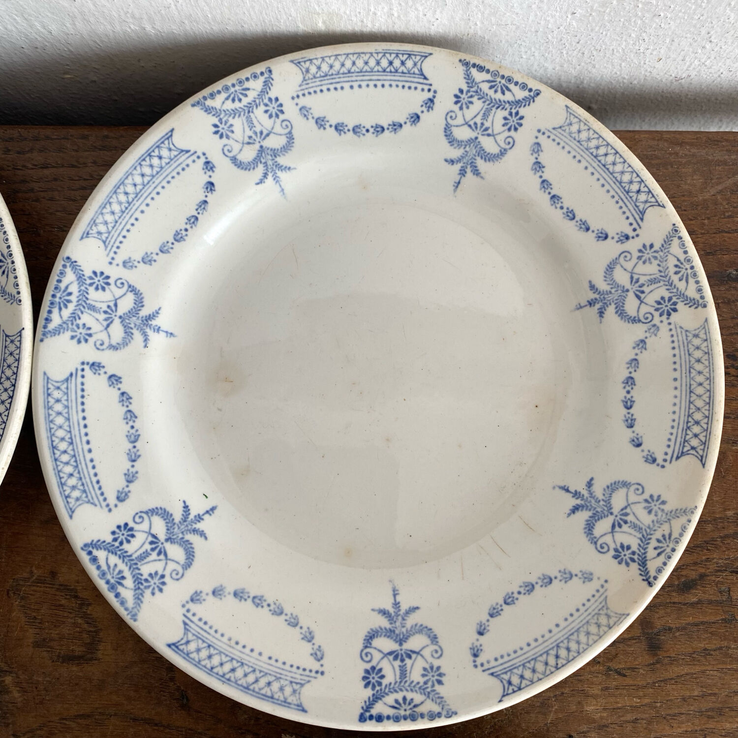 Colonial ironstone dessert plates Moulin des Loups