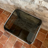 Chrome end table/side table and smoked glass