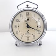 Old mechanical alarm clock jaz ruzic ''repetition'' chrome metal, 1965