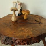 Side table, low brutalist made from tree stump.