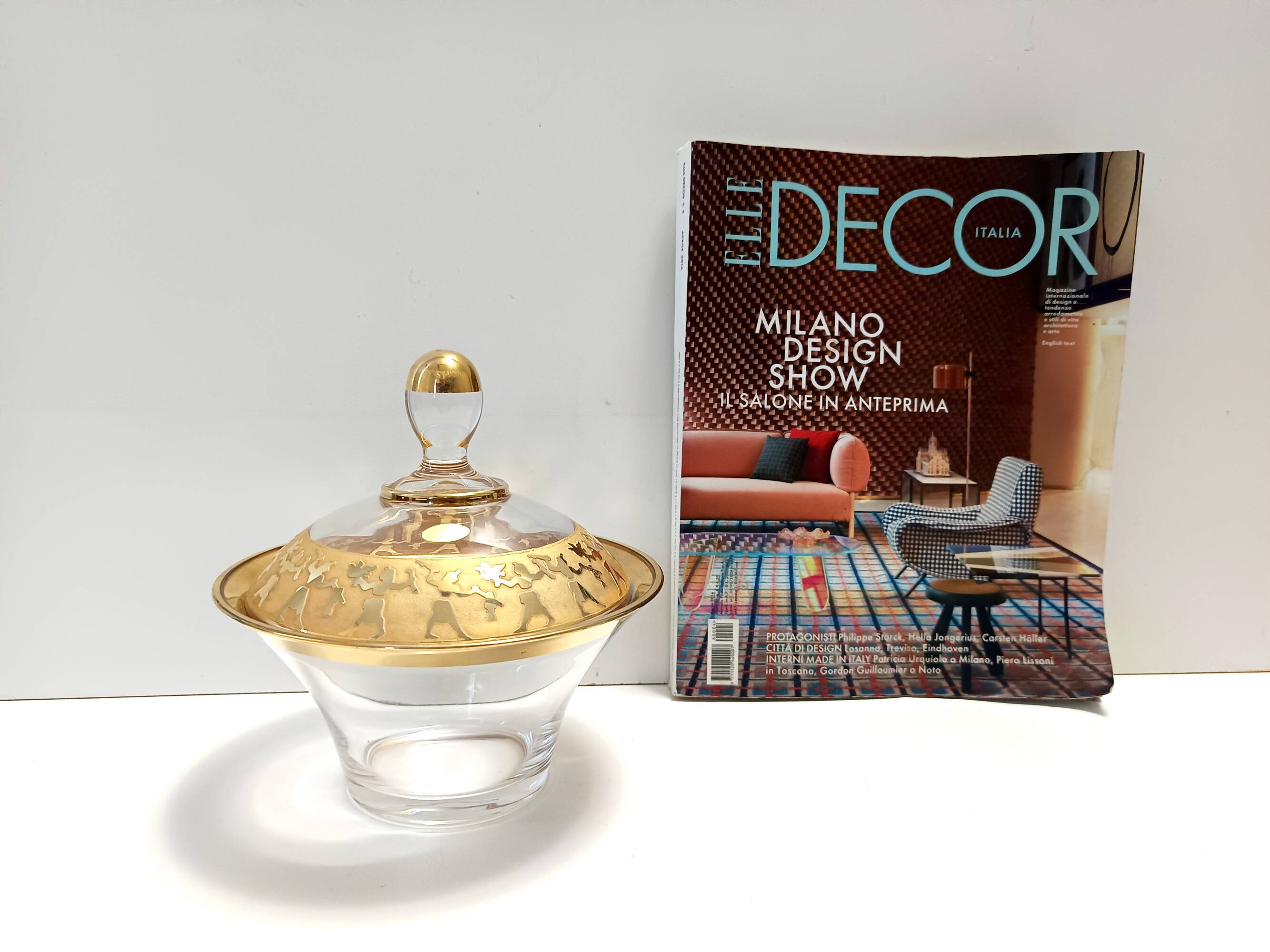 Crystal Trinket Bowl with Gold Details