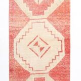 3x13 Vintage Soft Red & Beige Turkish Runner Rug, 77x379Cm
