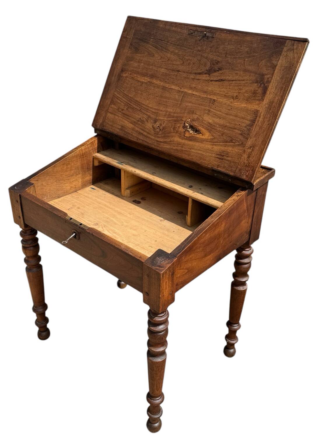 19th century Louis Philippe walnut drop-leaf desk