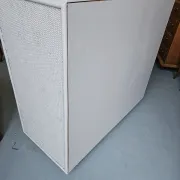 Vintage grey wood and rattan chest of drawers