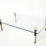 Mahogany coffee table bronze glass signed Garouste & Bonetti 1995
