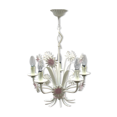Lustre floral Hollywood Regency, années 1970