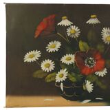 Flowers Still Life Painting Daisies Poppy Signed 47x38cm