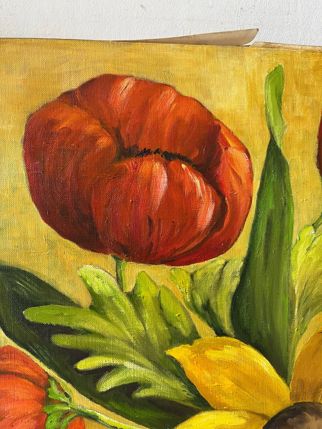 Large Table Bouquet of Flowers, Oil on Canvas, Signed Francine Dubo