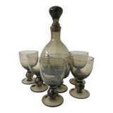 6 verres et carafe en verre soufflé 1960