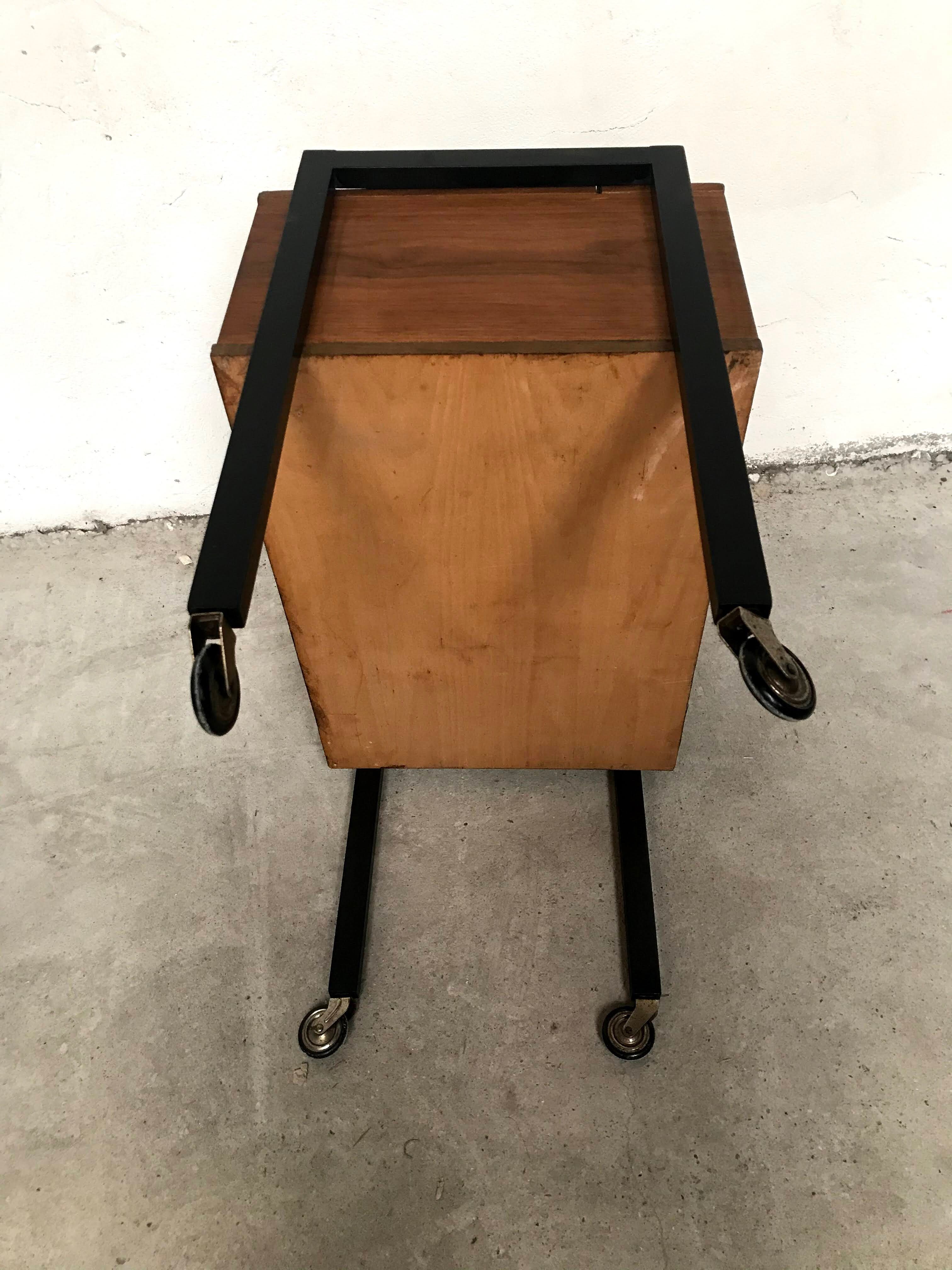 Wooden worker on vintage 60s wheels