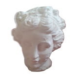White plaster statue: man's head.