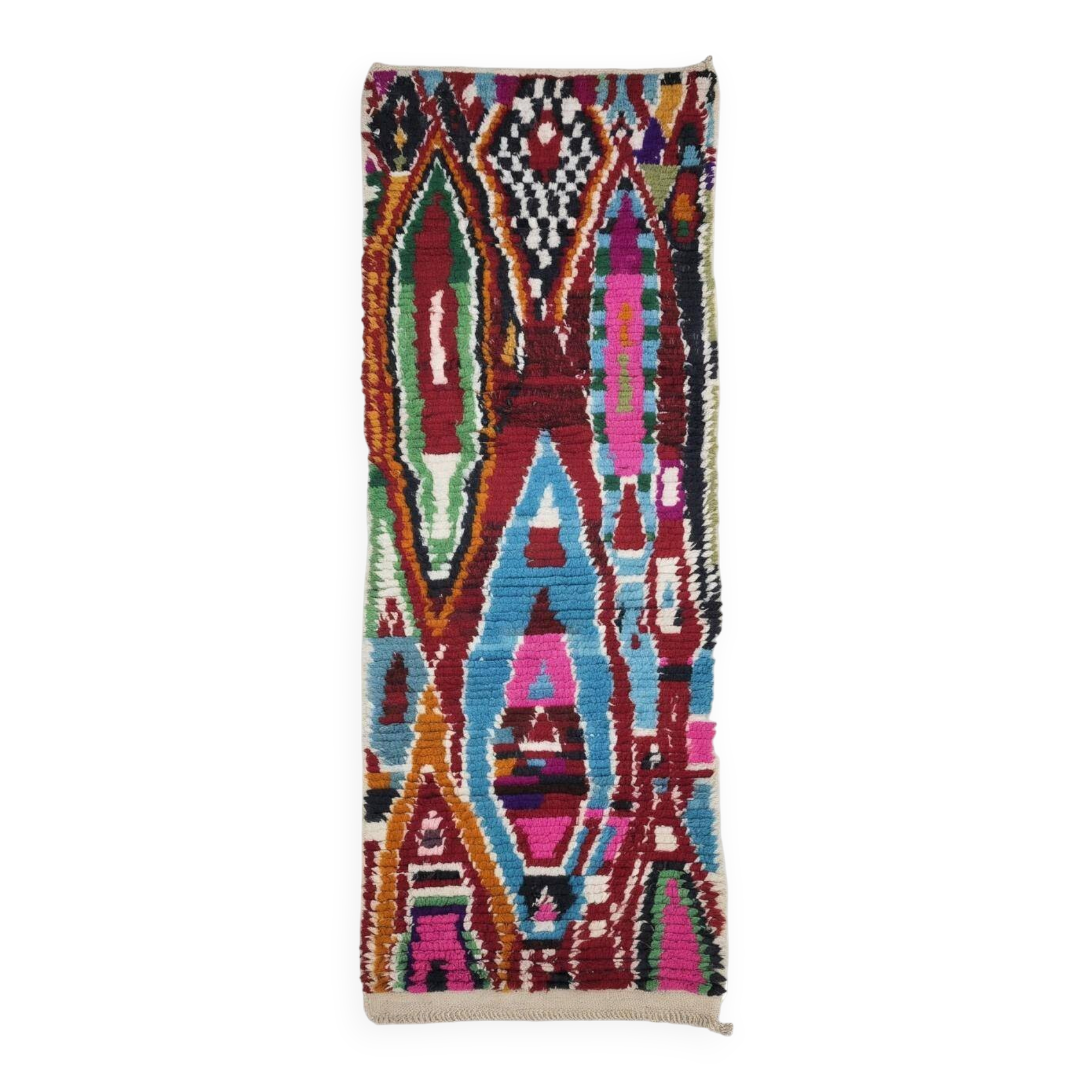 Colourful Berber Rug - 254 x 78 cm