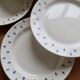 6 vintage dessert plates in white earthenware – blue fleur-de-lis decoration