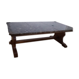Fossil stone and channel coffee table