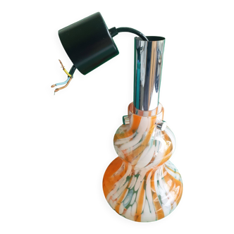 Orange chrome metal pendant light from the 70s