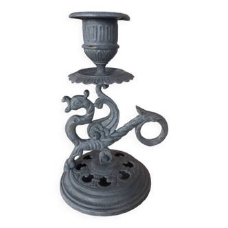 Patinated Empire cellar rat candlestick