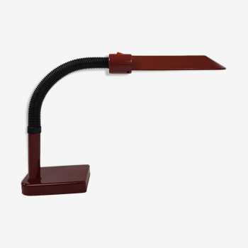 Vintage plastic neon desk lamp burgundy Design Italian 1980 Sylvania