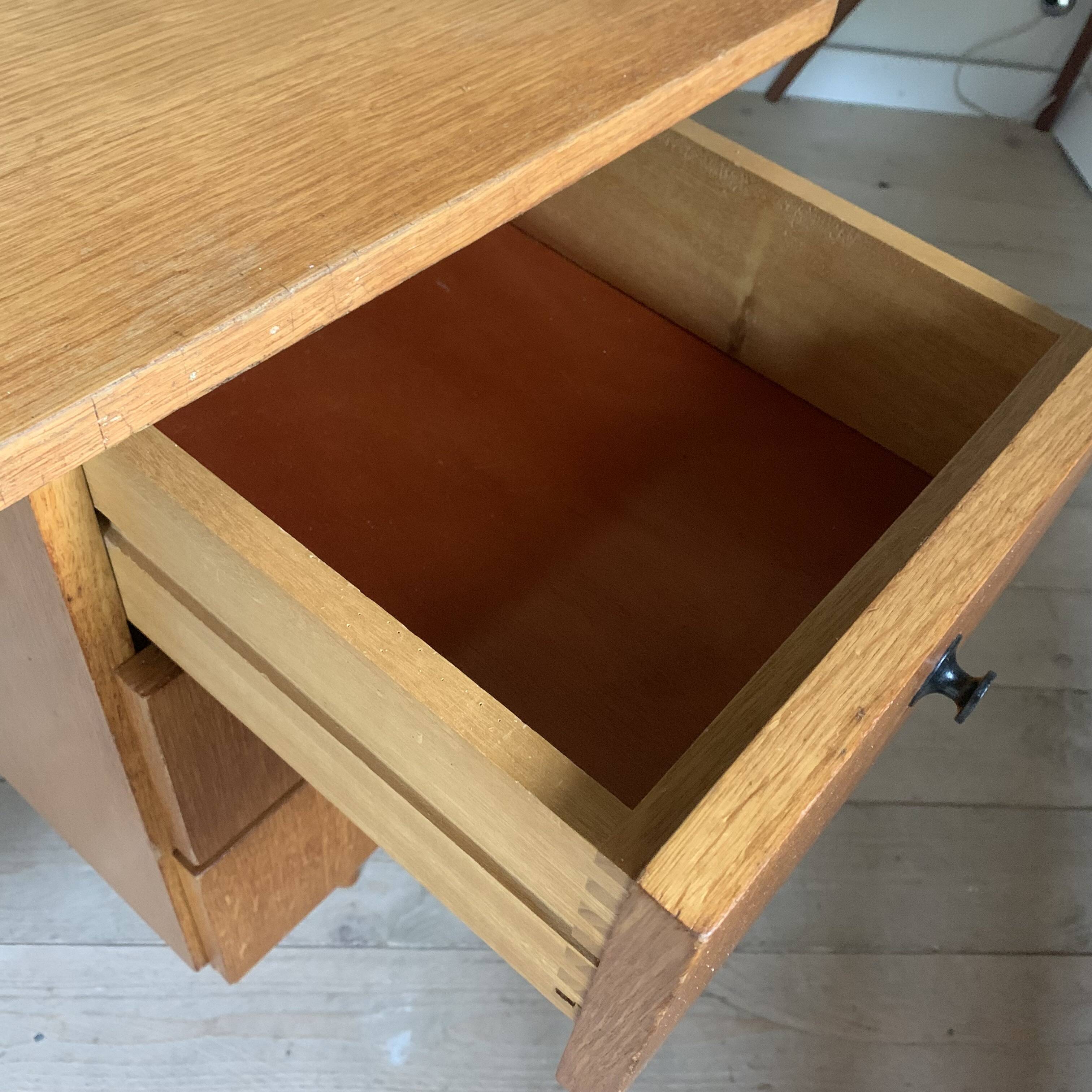 Vintage oak compass foot desk