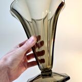 Art Deco tulip vase in smoked glass – Czechoslovak elegance 🇨🇿