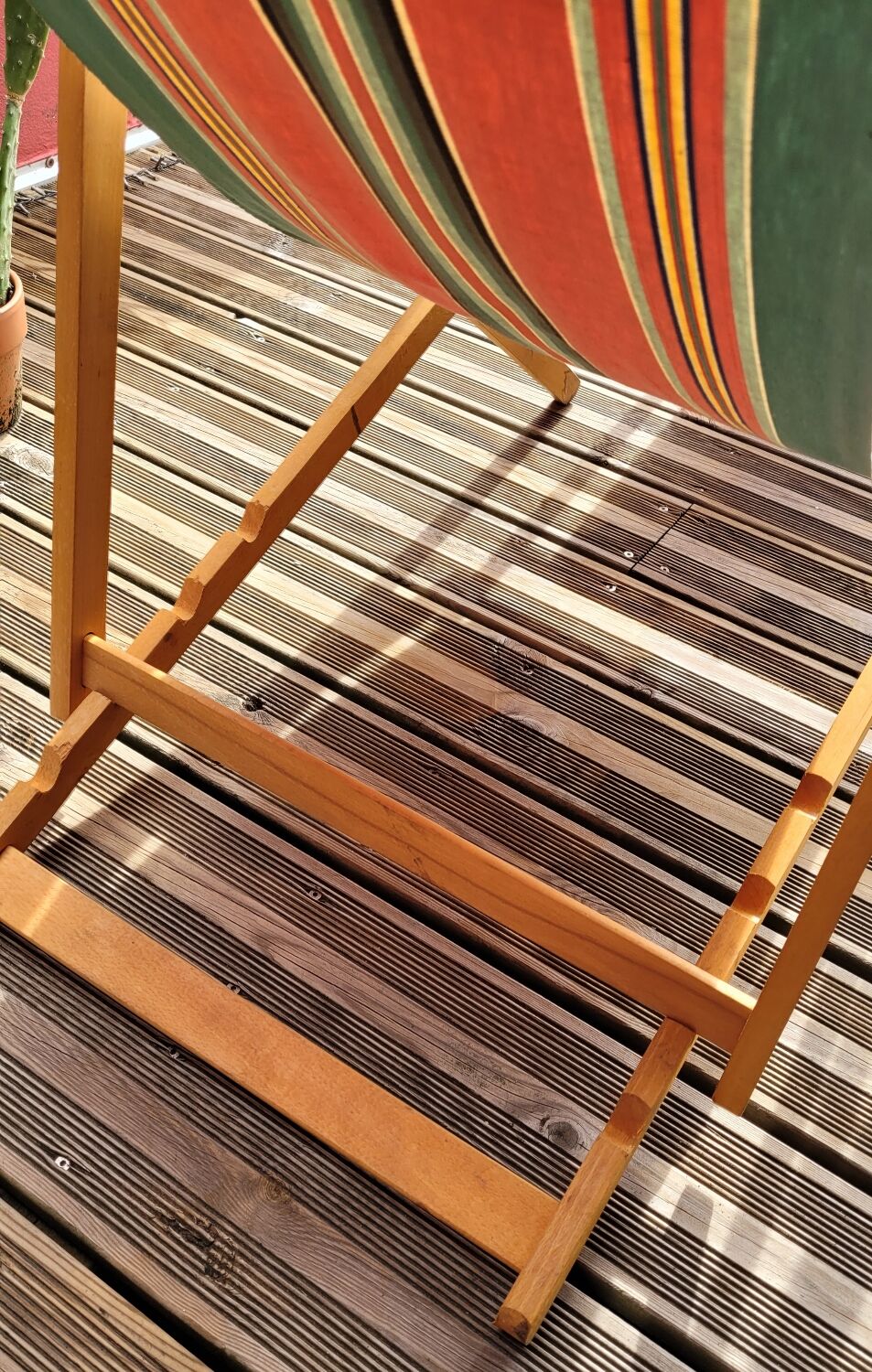 Vintage bayadère canvas chaise longue