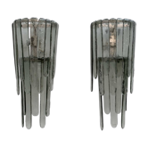 Paire d'appliques cascade en verre de Murano ciselé de Carlo Nason pour Mazzega, 1960