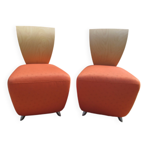 2 fauteuils en bois et - tissu