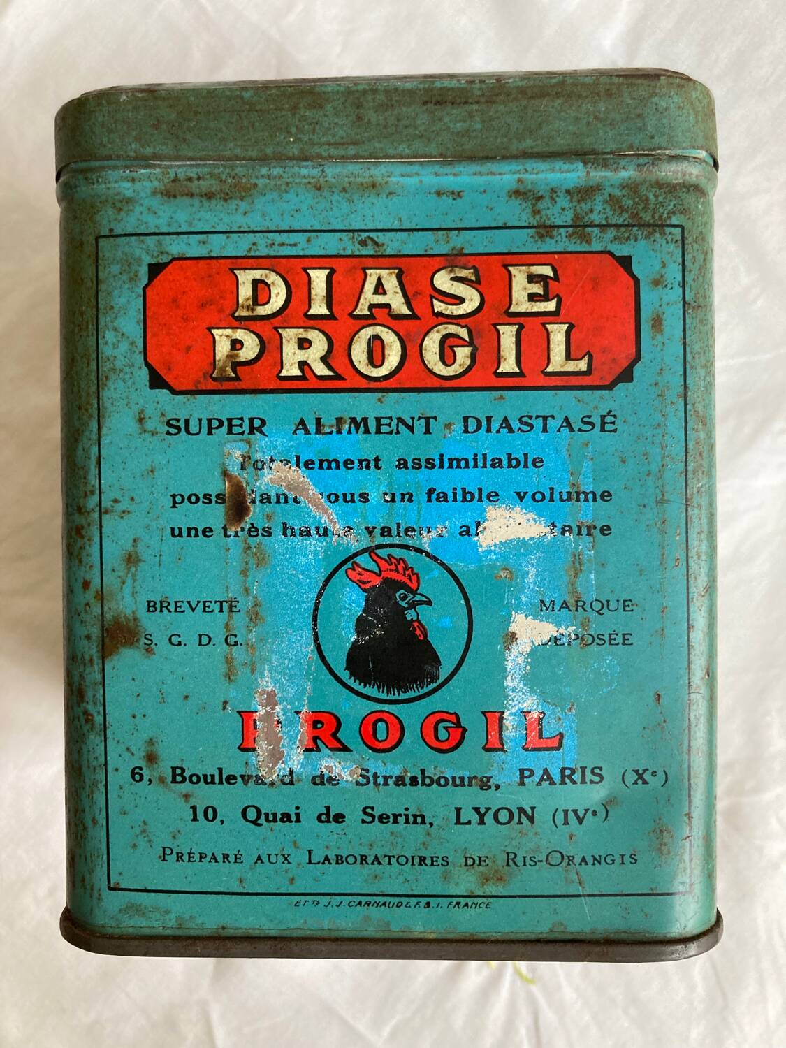 Diase Progil decorated metal box