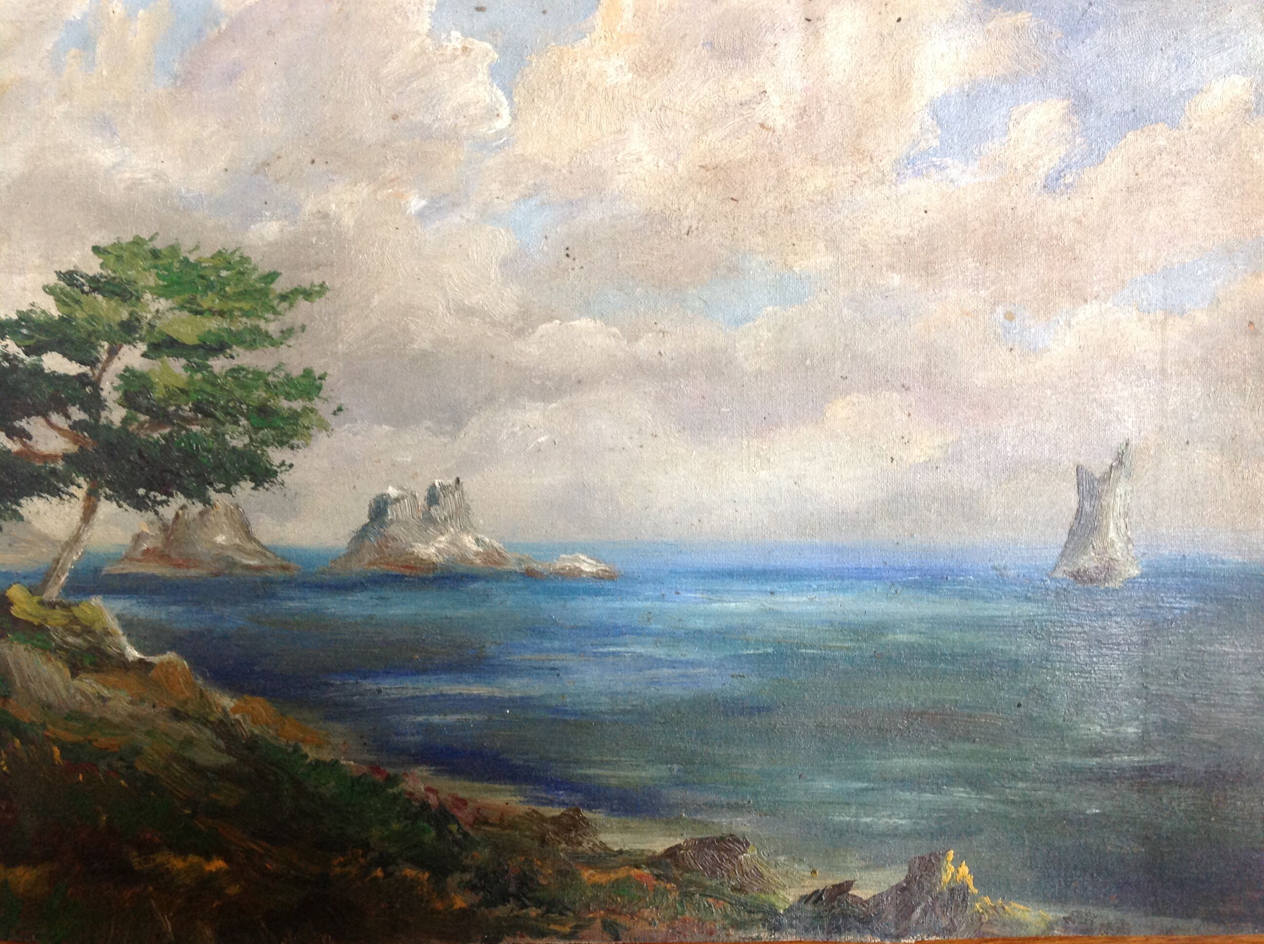 Oil painting of seaside landscape