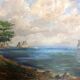 Oil painting of seaside landscape