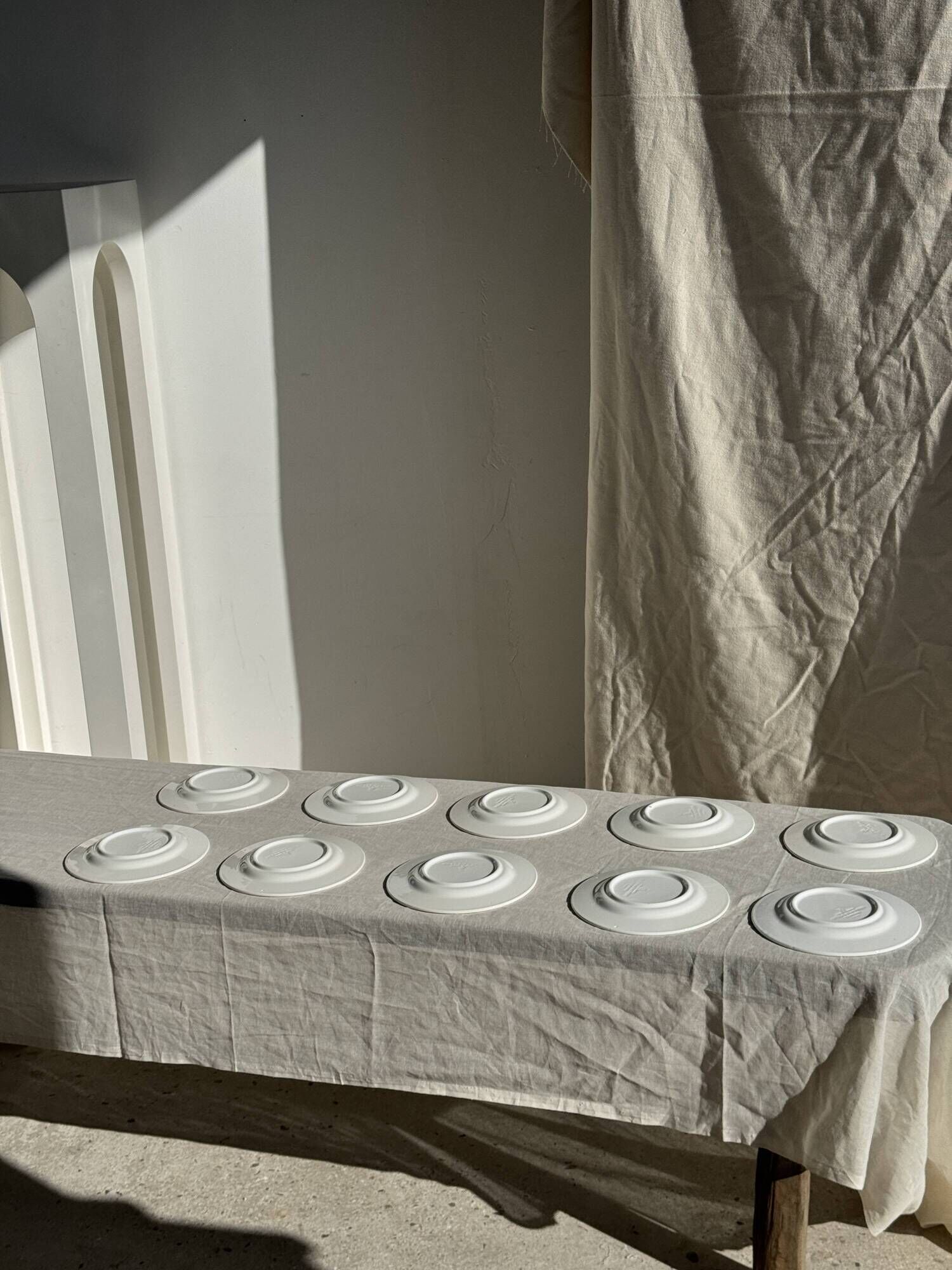 Set of 10 small dessert plates in Italian ceramic Total rim b