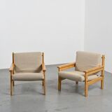 Pair of Scandinavian pine armchairs, circa 1970