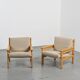 Pair of Scandinavian pine armchairs, circa 1970