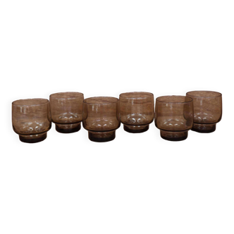 Set of 6 medium luminarc smoked glass glasses