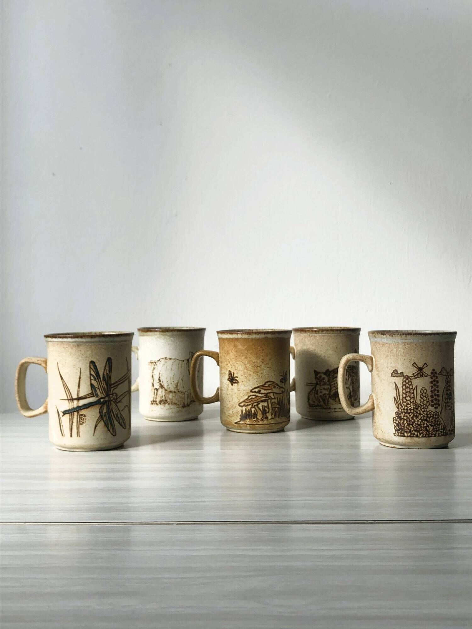Set of 5 Dunoon ceramic mugs Made in Scotland