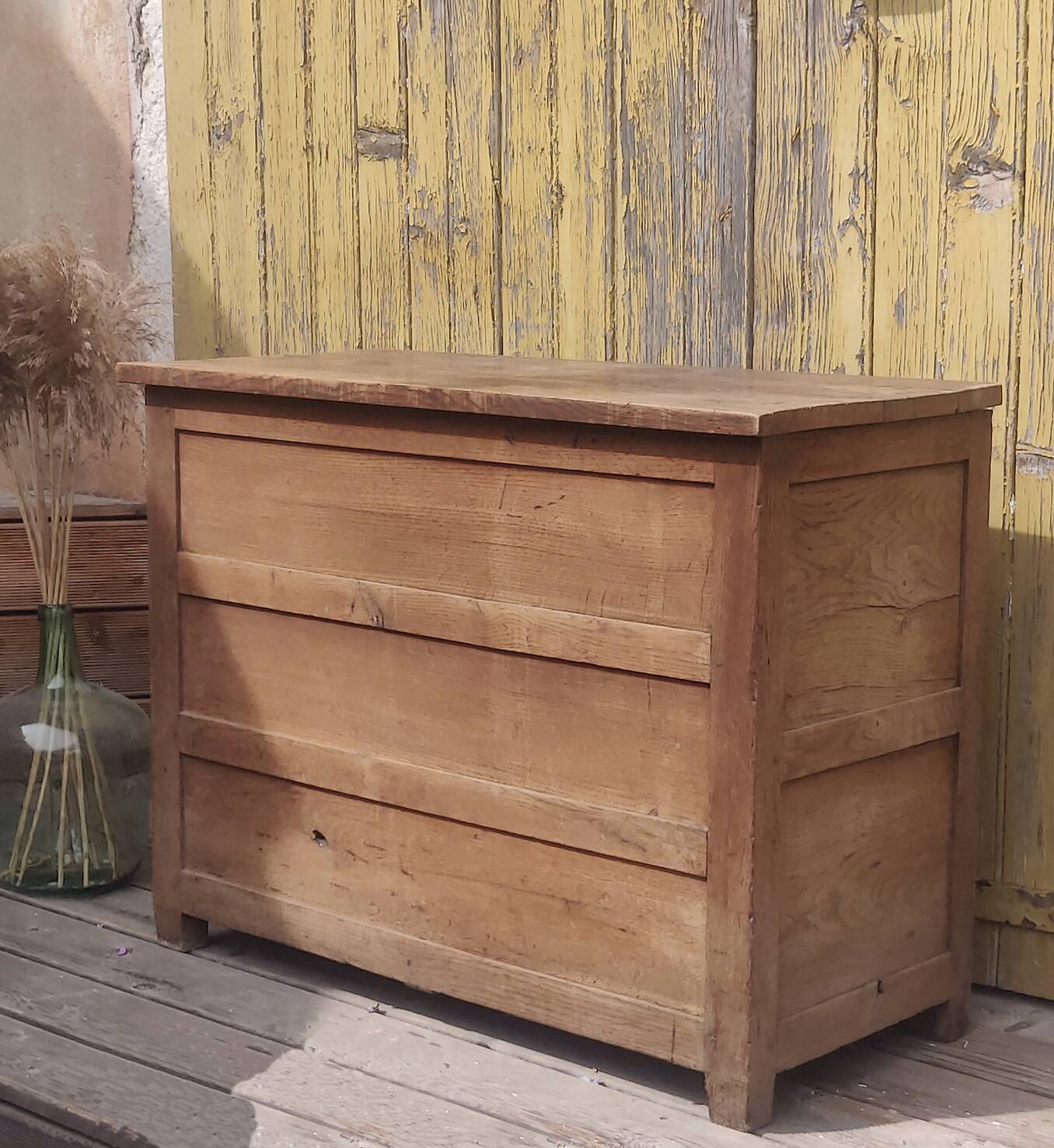 Old patinated wooden chest