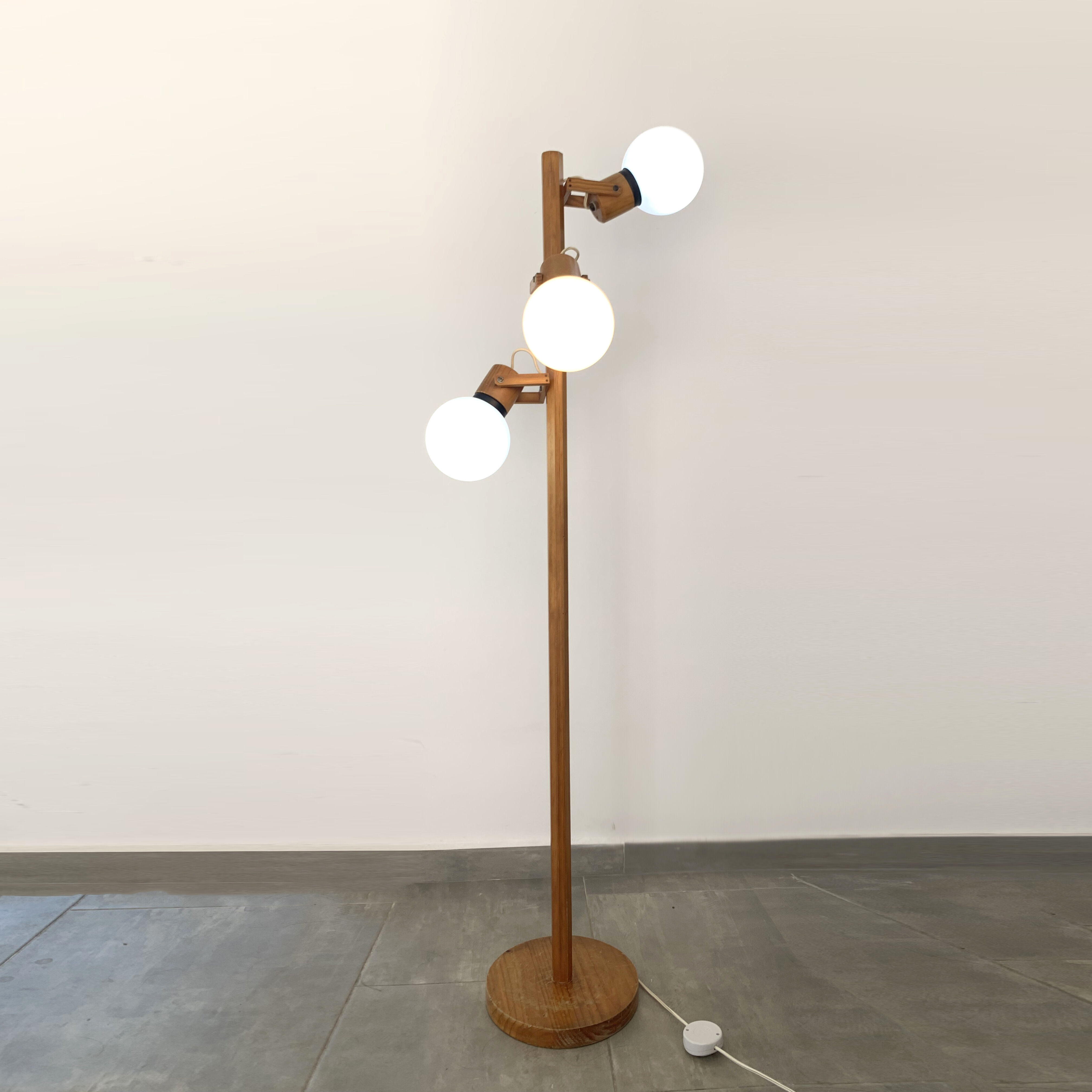 Wooden floor lamp from the 70s