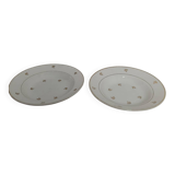 Set of 2 white deep plates with a gold pattern.