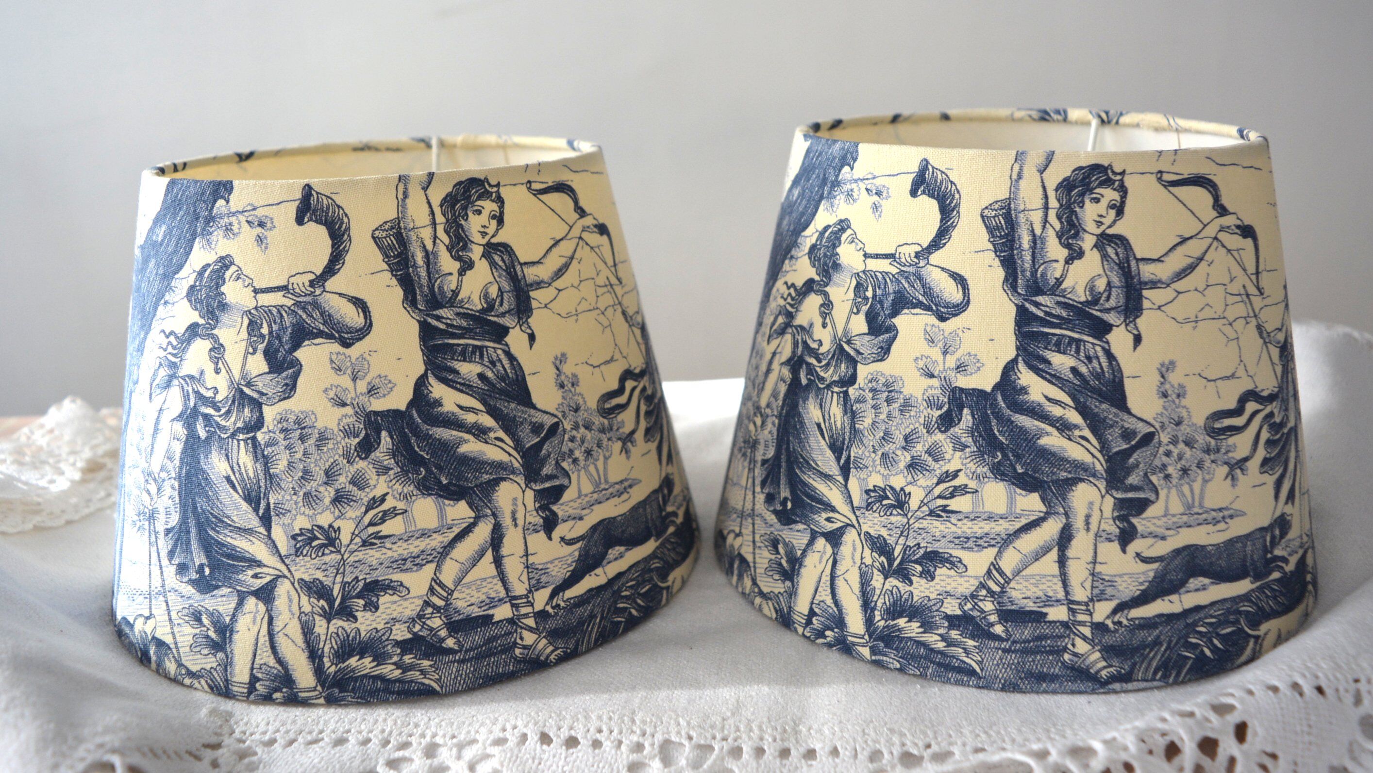 Lot de 2 abat-jour toile jouy