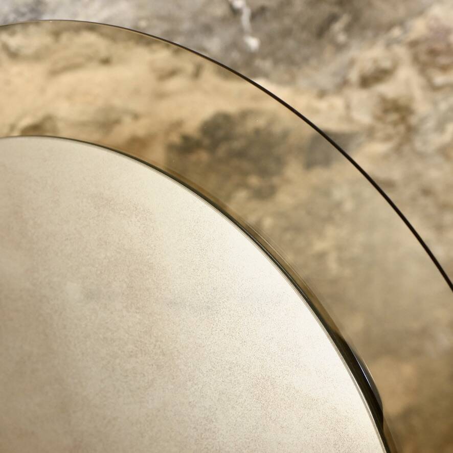 Large miroir rond à double couche par Veca, Italie, 1970s