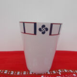 6 blue and red Basque mugs in porcelain