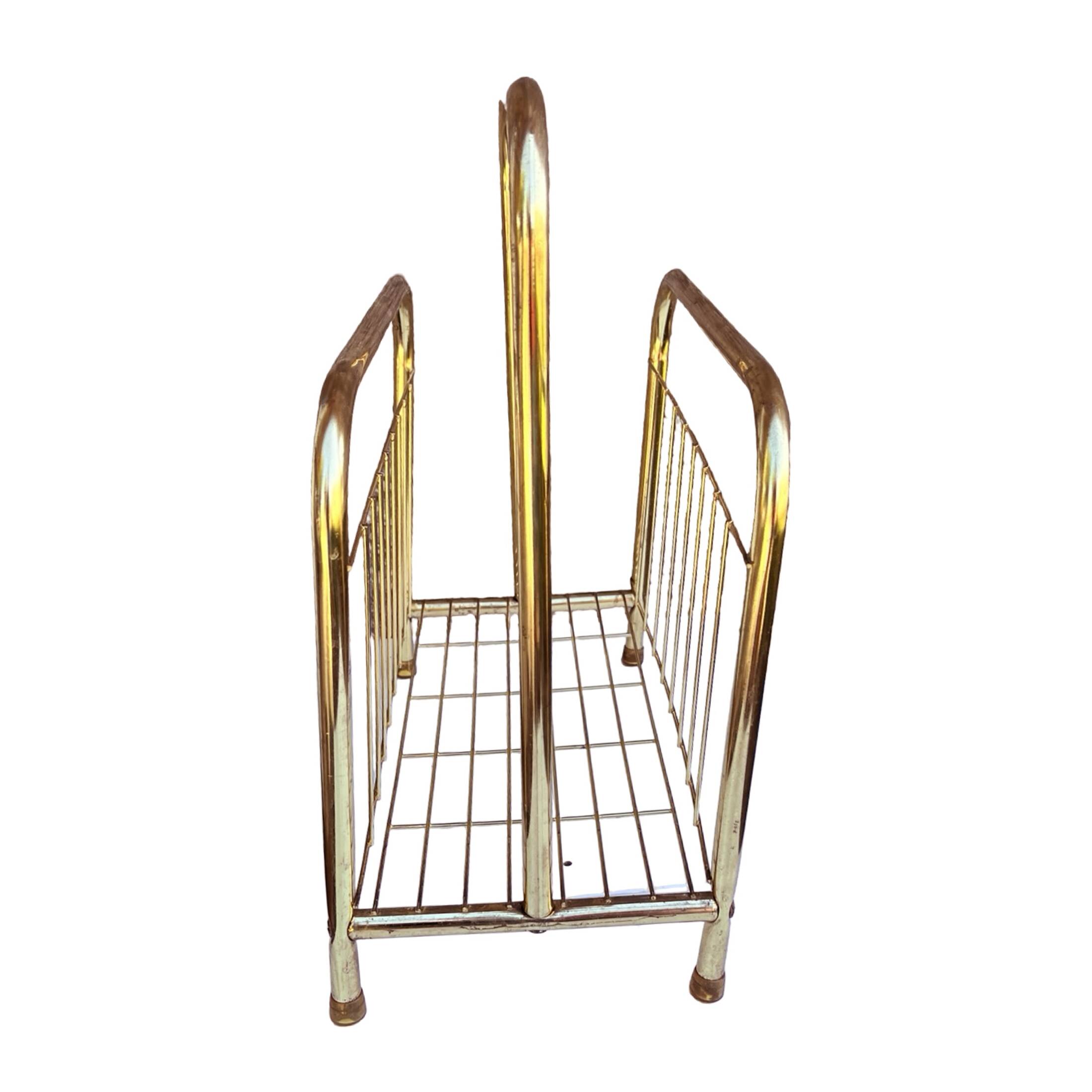 Modernist, gold, newspaper basket, Belgium 1980s.