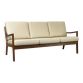3-Seater Senator Sofa in Leather and Teak by Ole Wanscher for Cado, 1977