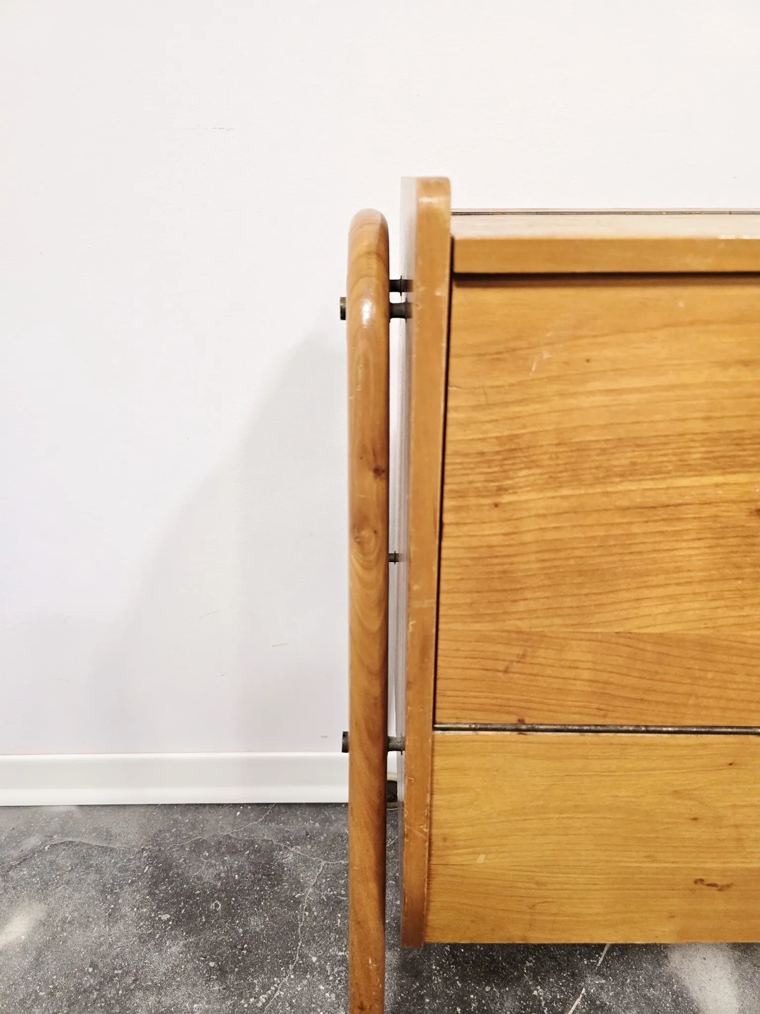 Rare 1970s Danish-Style Wooden Cabinet on Wheels | Vintage Nightstand,