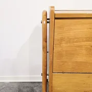 Rare 1970s Danish-Style Wooden Cabinet on Wheels | Vintage Nightstand,