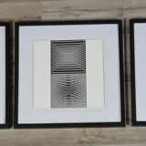 Vintage Optical Art Triptych - Victor Vasarely - 3 Frames 40x40cm