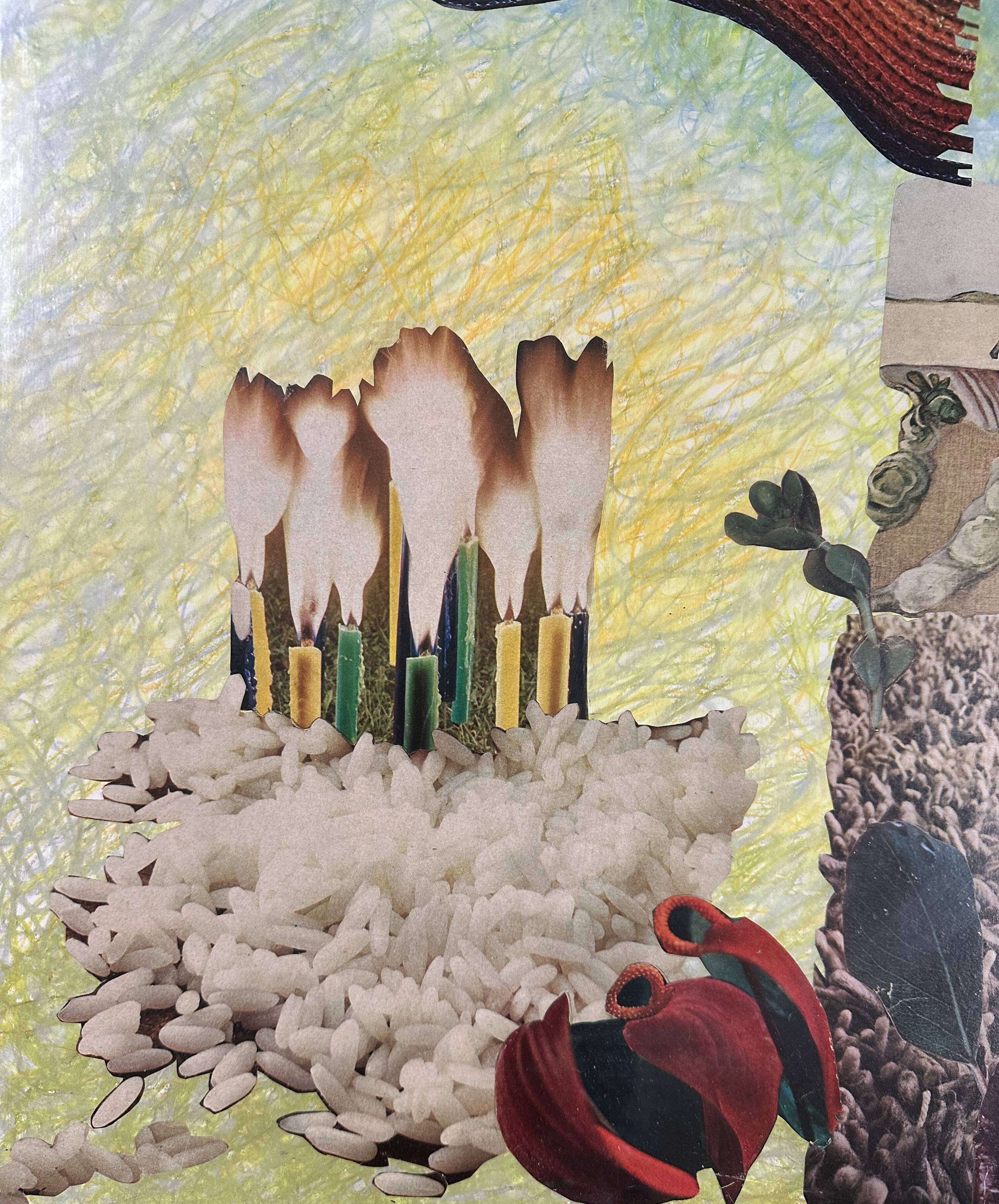 Very large surrealist collage framed by Alain Gaudet 1979