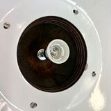 Industrial White Enamel and Cast Iron Pendant Light, 1960s