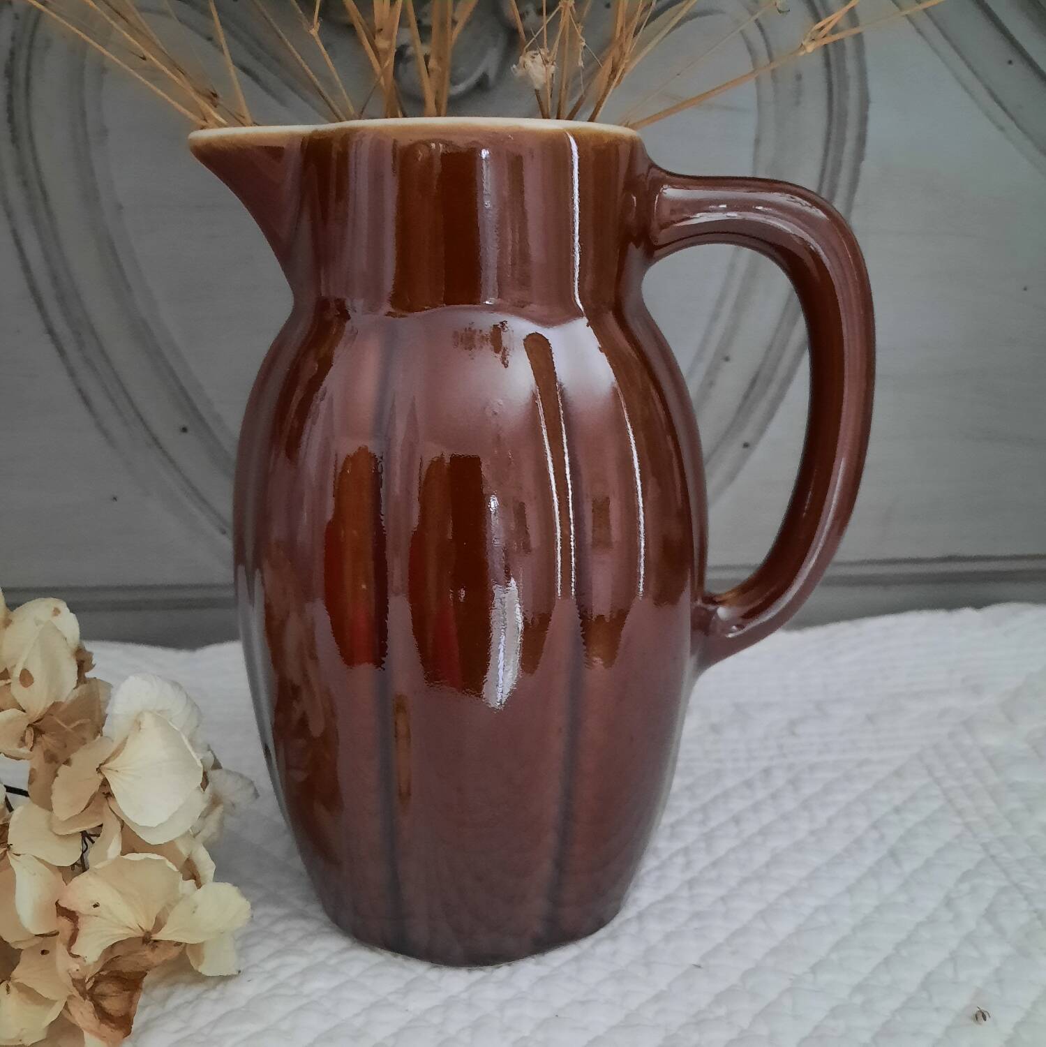 Glazed terracotta pitcher