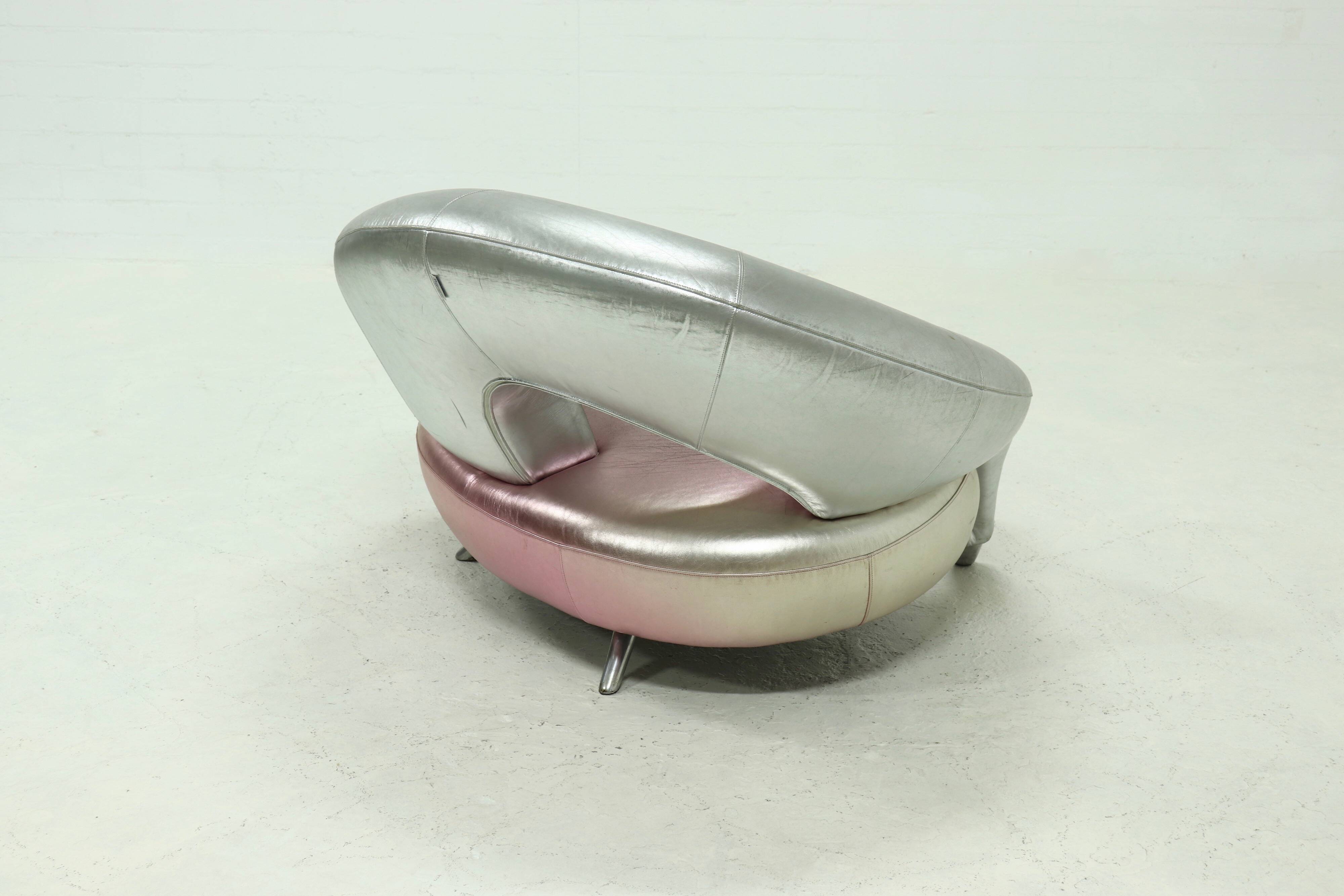 Contemporary Leather Loveseat Sofa by Frédéric Amat for Poltromec Italia 19