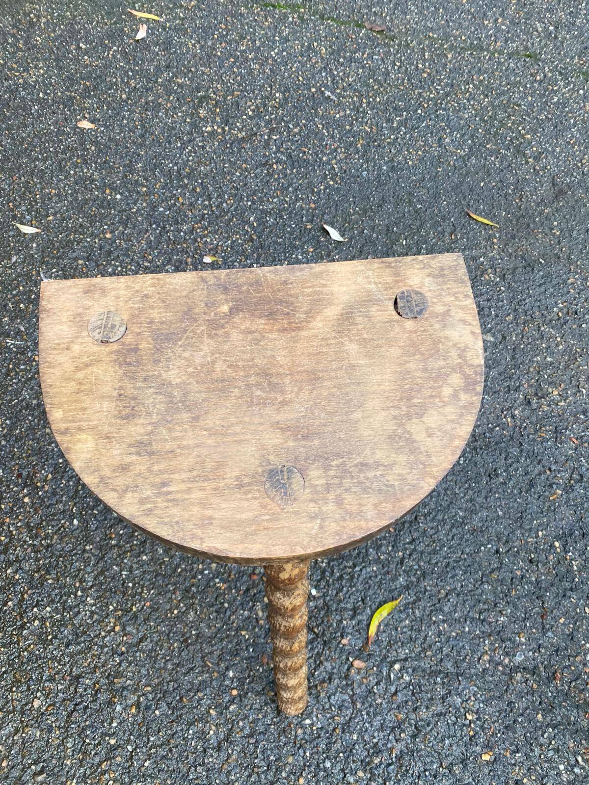 Tripod stool with turned solid wood legs